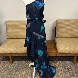 NWT hailstones heritage 1 shoulder ruffle tie waist gown